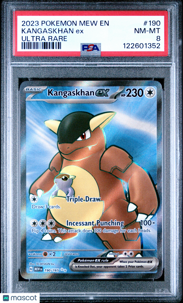 2023 Pokemon Mew EN-151 Kangaskhan EX #190 Ultra Rare PSA 8