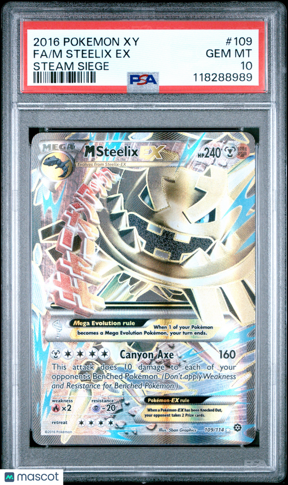 2016 Pokemon Xy Steam Siege M Steelix EX #109 Steam Siege Fa PSA 10