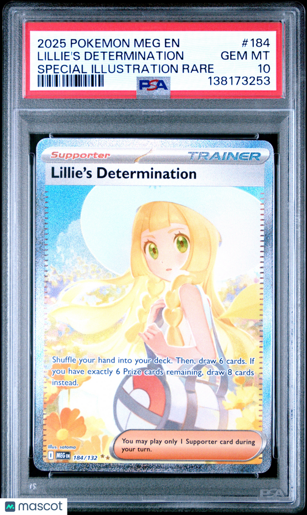 2025 Pokemon Meg EN-Mega Evolution Lillie's Determination #184 SIR PSA 10
