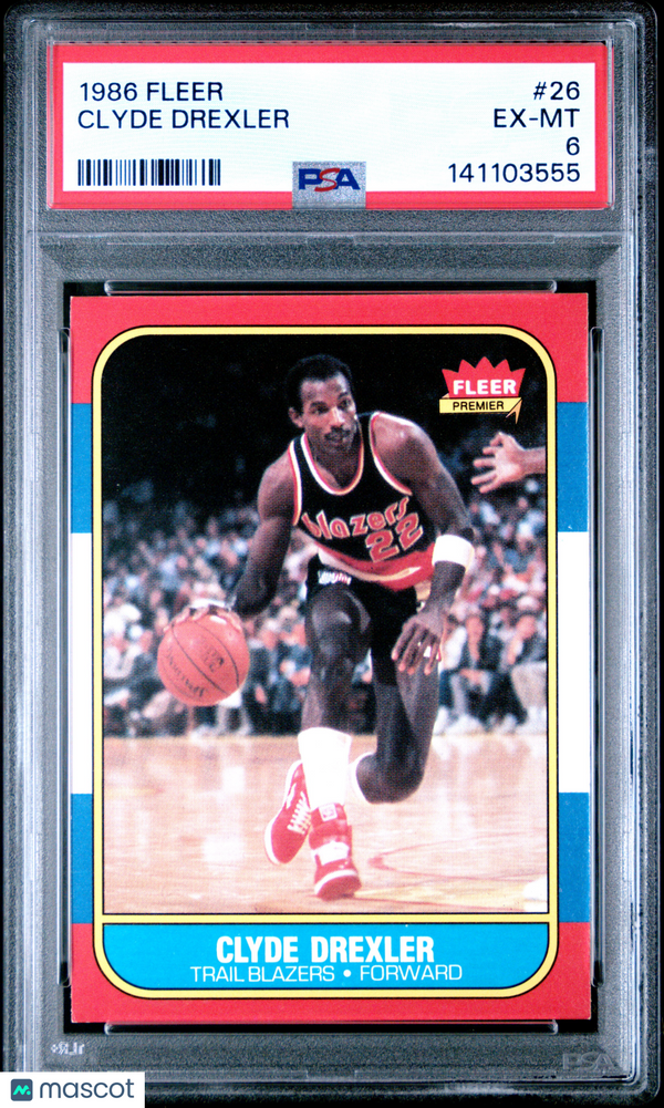 1986 Fleer Clyde Drexler #26 PSA 6