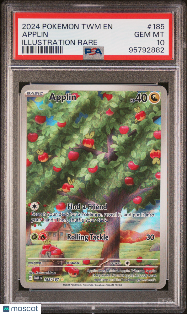 2024 Pokemon TWM EN-Twilight Masquerade Applin #185 Illustration Rare PSA 10