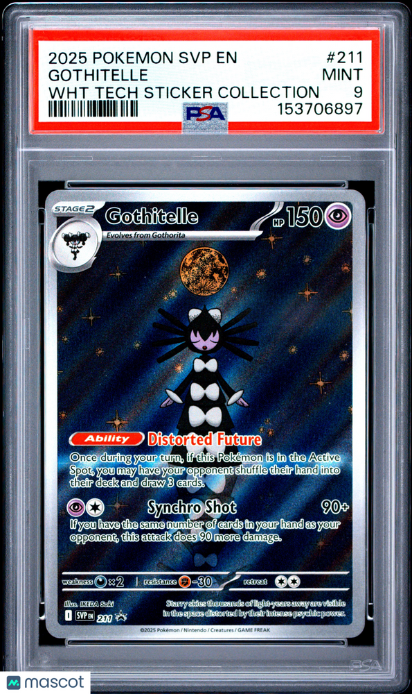 2025 Pokemon SVP EN-SV Black Star Promo Gothitelle #211 WHT Tech Sticker Collection PSA 9