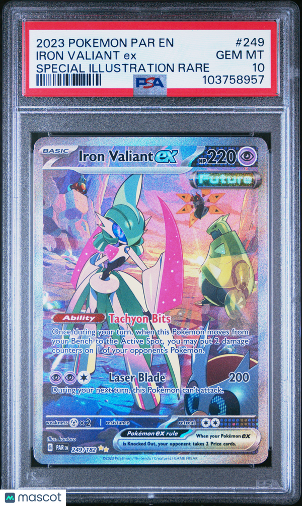 2023 Pokemon Par EN-Paradox Rift Iron Valiant EX #249 Special Illustration Rare PSA 10