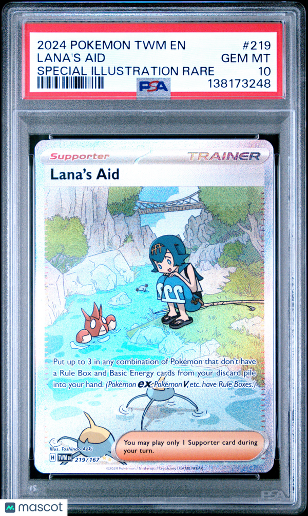 2024 Pokemon TWM EN-Twilight Masquerade Lana's Aid #219 SIR PSA 10