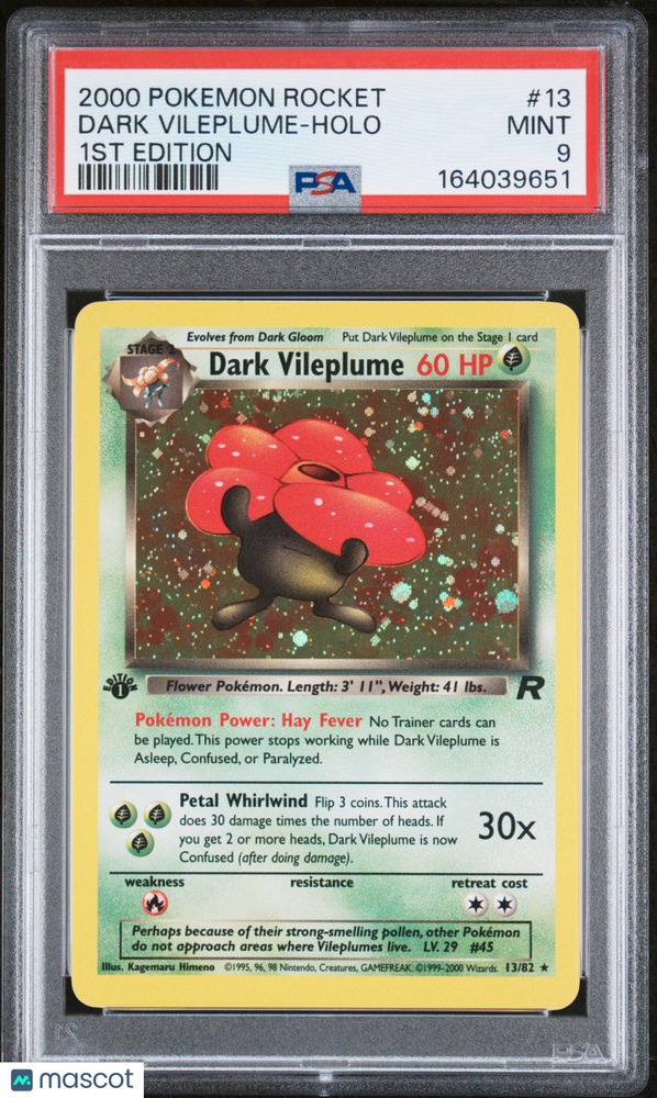 2000 Pokemon Rocket Dark Vileplume #13 1st Edition PSA 9