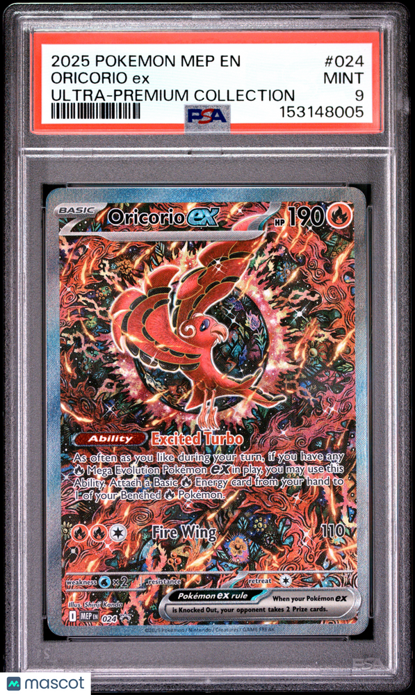 2025 Pokemon Mep EN-Me Black Star Promo Oricorio EX #024 UPC PSA 9