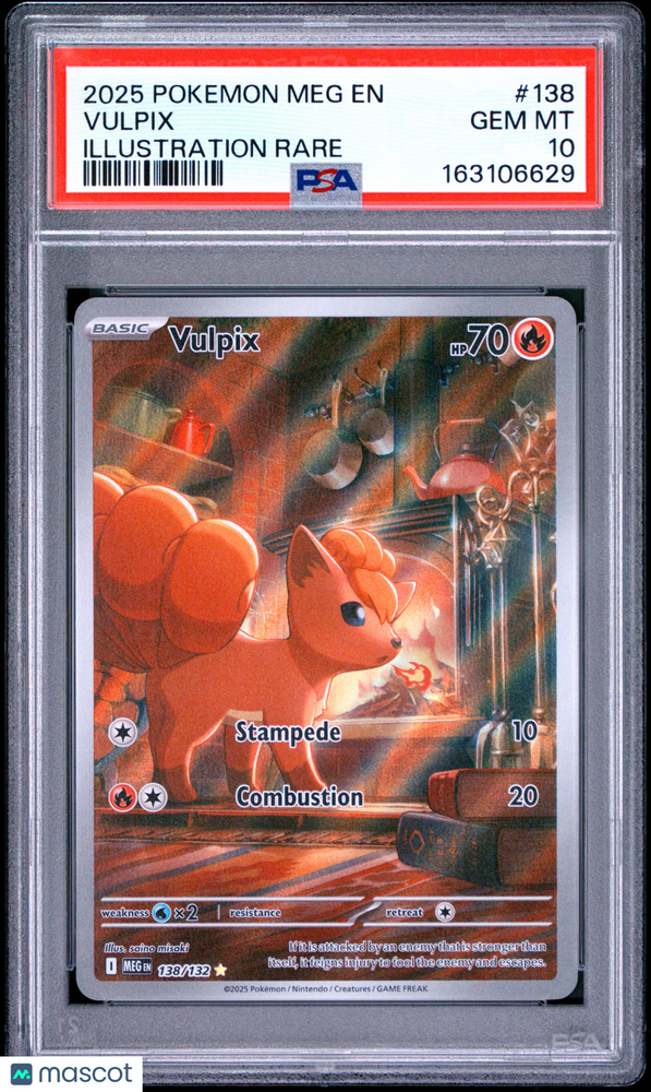2025 Pokemon Meg EN-Mega Evolution Vulpix #138 Illustration Rare PSA 10