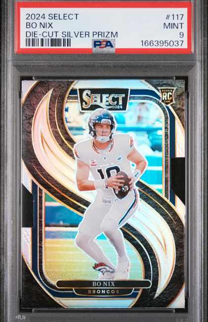 2024 Panini Select Bo Nix #117 Die Cut Silver Prizm PSA 9