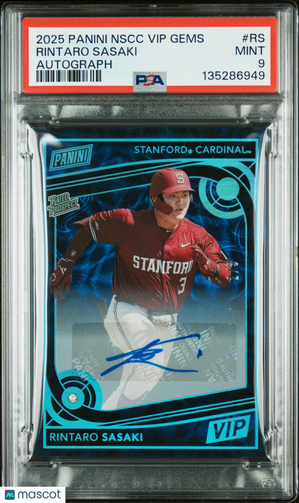 2025 Panini National Sports Collectors Convention Vip Gems Rintaro Sasaki #RS Autograph PSA 9