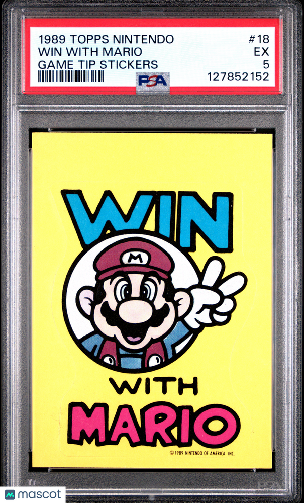1989 Topps Nintendo Game Tip Stickers Win With Mario #18 PSA 5