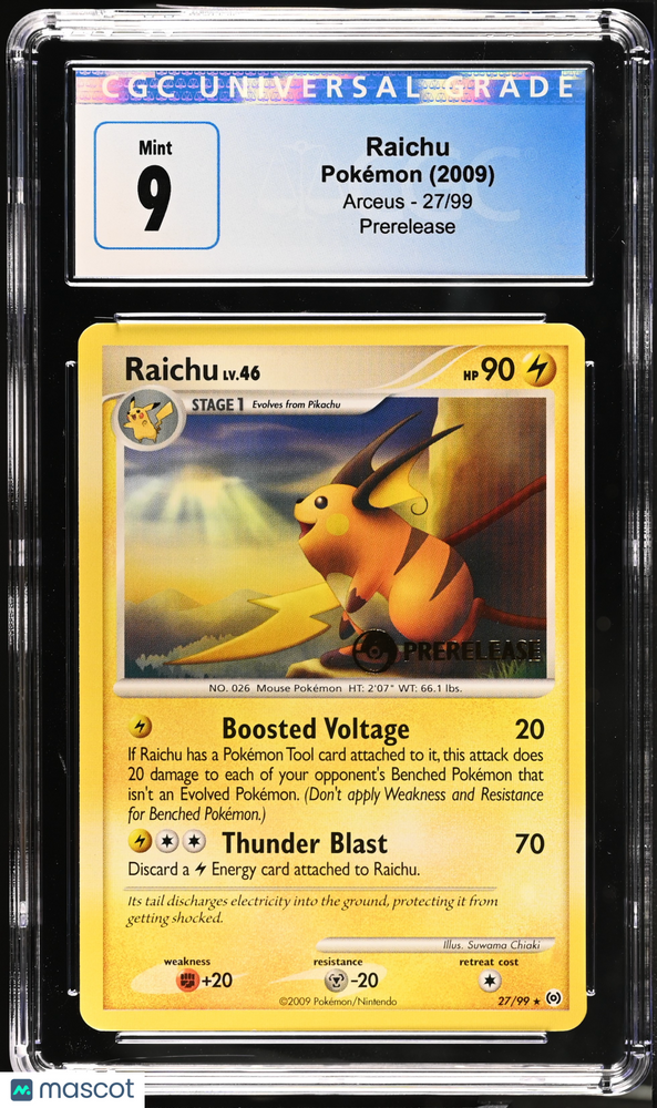 2009 Pokemon Arceus Raichu #27/99 CGC 9