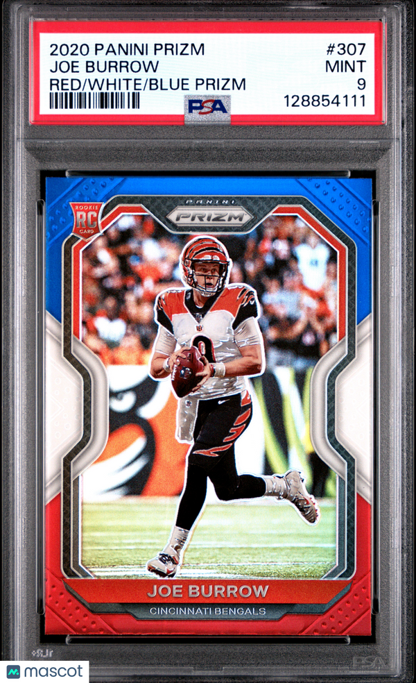 2020 Panini Prizm Joe Burrow #307 Red White Blue PSA 9