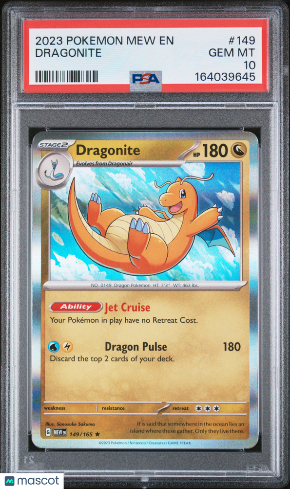 2023 Pokemon Mew EN-151 Dragonite #149 PSA 10
