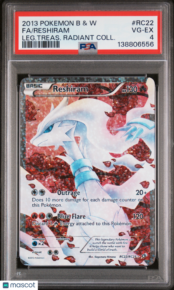 2013 Pokemon Black & White Legendary Treasures Radiant Collection Reshiram #RC22 Fa Leg.Treas. Radiant Coll. PSA 4