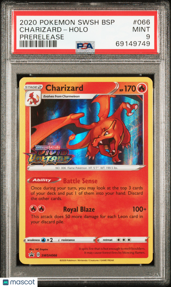 2020 Pokemon Swsh Black Star Promo Charizard #066 Prerelease PSA 9