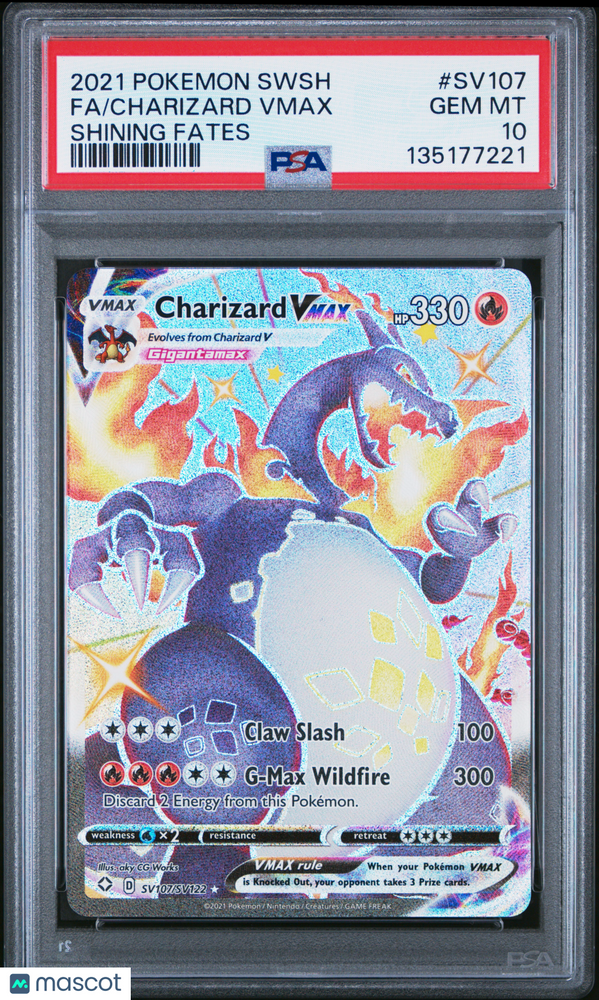 2021 Pokemon Sword & Shield Shining Fates Charizard VMAX #SV107 Fa Shining Fates PSA 10