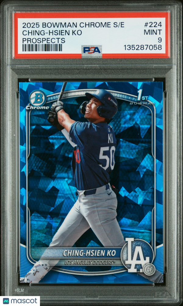 2025 Bowman Chrome Sapphire Edition Prospects Ching-Hsien Ko #224 PSA 9