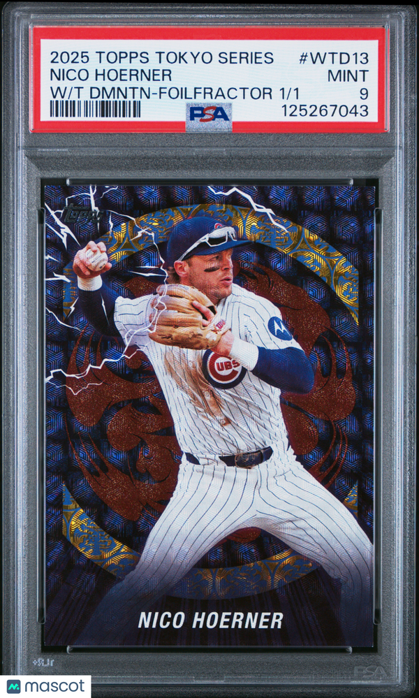 2025 Topps Tokyo Series World Tour Domination Nico Hoerner #WTD13 Dmntn Foilfractor PSA 9