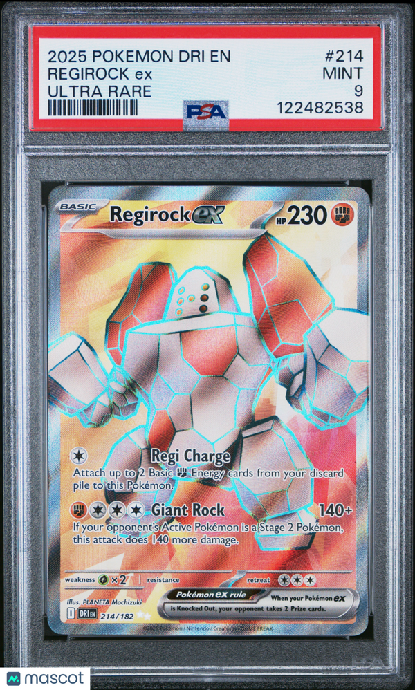2025 Pokemon Dri EN-Destined Rivals Regirock EX #214 Ultra Rare PSA 9