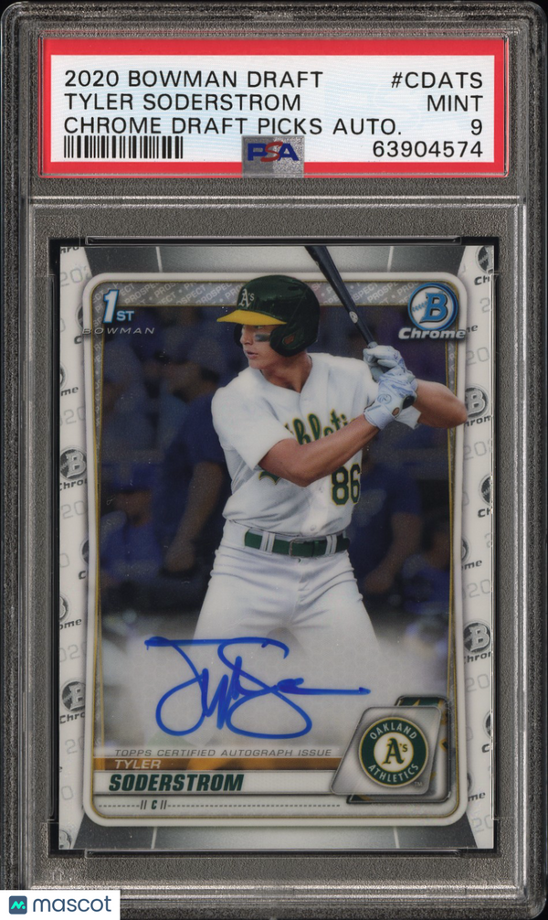 2020 Bowman Draft Chrome Draft Picks Autographs Tyler Soderstrom #CDATS Autograph PSA 9