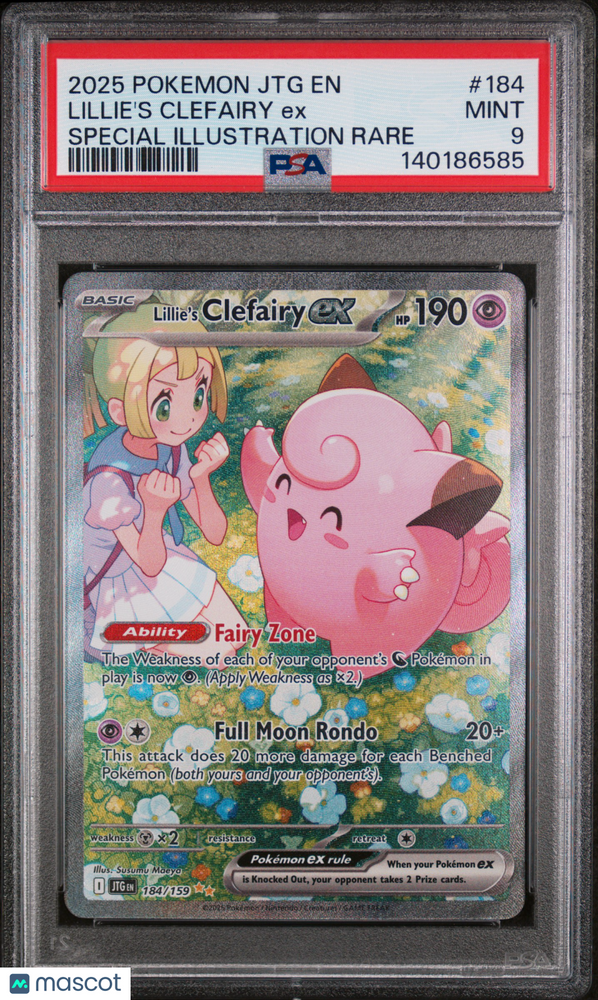 2025 Pokemon JTG EN-Journey Together Lillie's Clefairy EX #184 Special Illustration Rare PSA 9