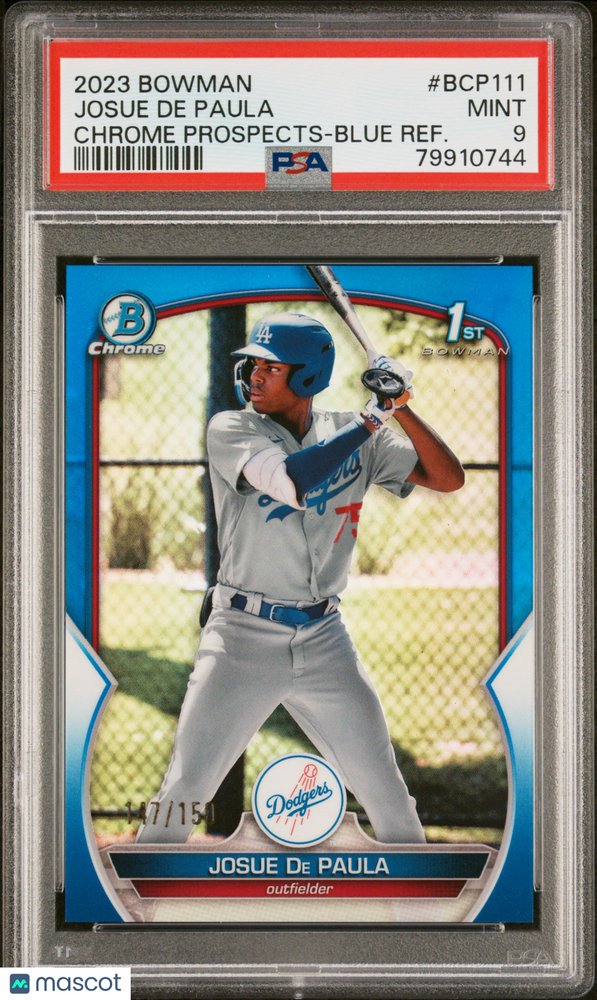 2023 Bowman Chrome Prospects Josue De Paula #BCP111 Blue Refractor PSA 9