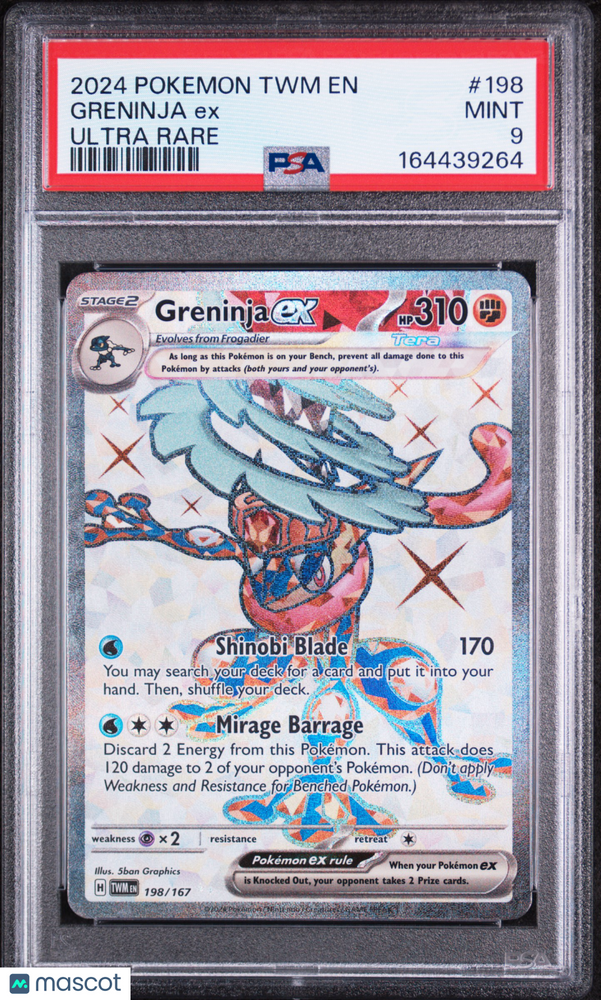 2024 Pokemon TWM EN-Twilight Masquerade Greninja EX #198 Ultra Rare PSA 9