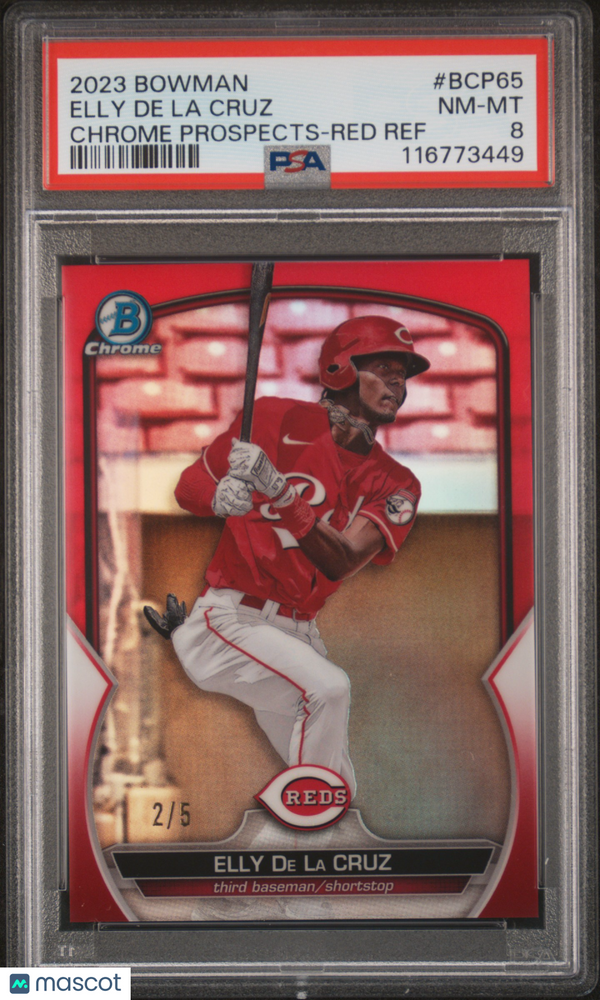 2023 Bowman Chrome Prospects Elly De La Cruz #BCP65 Red Ref PSA 8