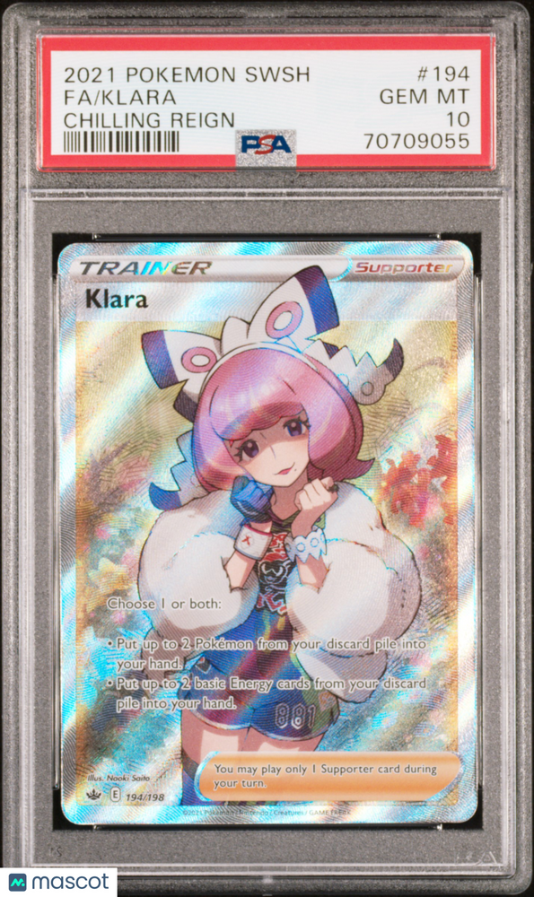 2021 Pokemon Sword & Shield Chilling Reign Klara #194 Chilling Reign Fa PSA 10
