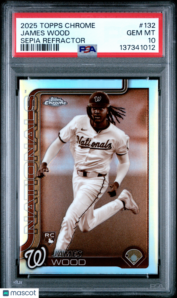 2025 Topps Chrome James Wood #132 Sepia Refractor PSA 10