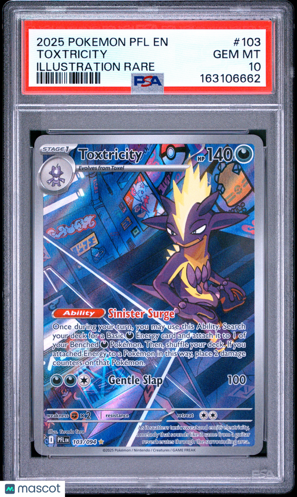 2025 Pokemon PFL EN-Phantasmal Flames Toxtricity #103 Illustration Rare PSA 10
