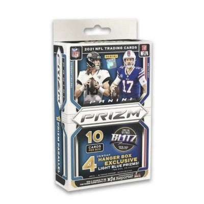 2021 Panini Prizm Football 10-Card Hanger Box (Light Blue Prizms)